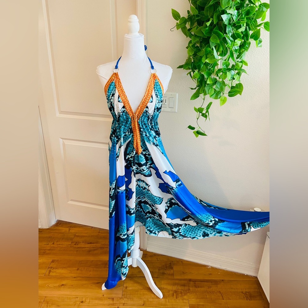 Women dress one size blue dress long dress